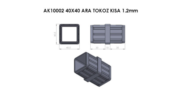 AK10002-40*40 Ara Takoz Kısa 1,2 mm - Görsel 3
