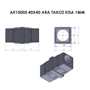 AK10003 40×40 Ara Takoz Kısa 1 mm