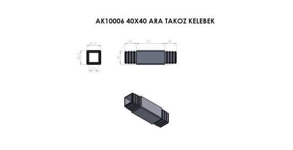 AK10006 40*40 Ara Takoz Kelebek - Görsel 4
