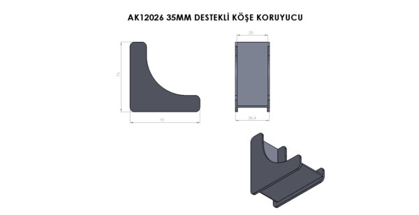 AK12026 35 mm Destekli Köşe Koruyucu - Görsel 2