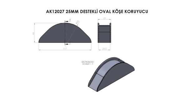 AK12027 25 mm Destekli Oval Köşe Koruyucu - Görsel 2