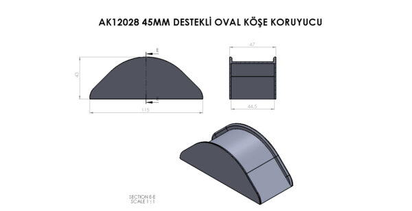 AK12028 45 mm Destekli Oval Köşe Koruyucu - Görsel 4