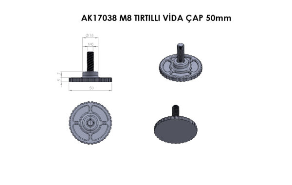 AK17038 M8 Vida Tırtıllı Vida