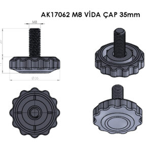 AK17062 M8 Vida Çap Q35 mm