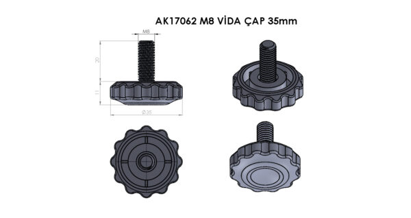 AK17062 M8 Vida Çap Q35 mm