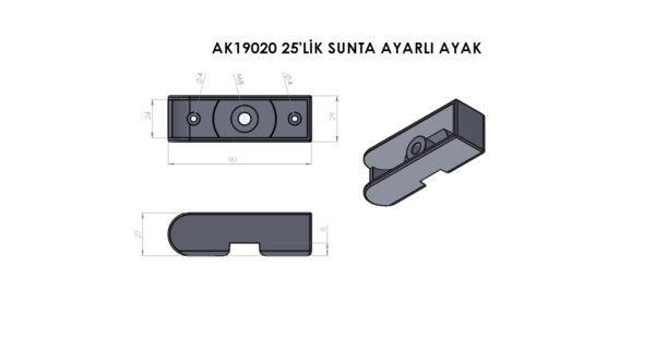 AK19020 25’Lik Sunta Ayarlı Ayak