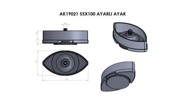 AK19021 Plastik Elips Ayarlı Ayak - Görsel 3