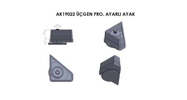 AK19022 Plastik Üçgen Ayarlı Ayak - Görsel 3