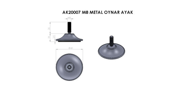AK20007 M8 Oynar Metal Ø60 mm - Görsel 2