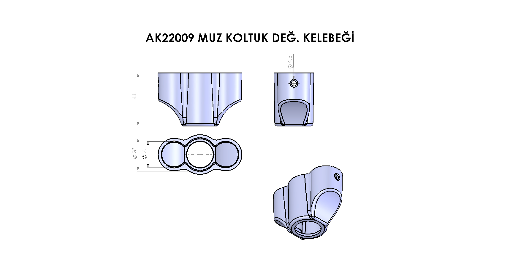 AK22009 Muz Koltuk Değneği Kelebeği Adem Koç Plastik