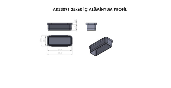 AK23091 İç Alüminyum Profil - Görsel 3