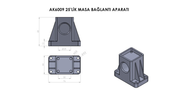 AK6009 25’Lik Masa Bağlantı Aparatı