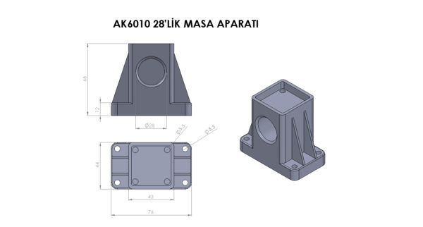 AK6010-28’LİK MASA BAĞLANTI APARATI - Görsel 2
