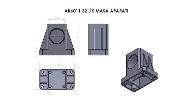 AK6011-32’LİK MASA BAĞLANTI APARATI - Görsel 4