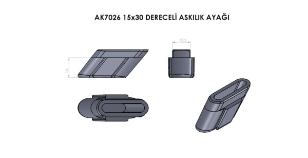 AK7026-15*30 DERECELİ ASKILIK AYAK - Görsel 2