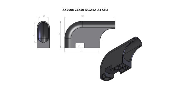 AK9008-25*50 ELİPS IZGARA AYARLI - Görsel 2